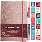 Legend Planner - Migliore agenda settimanale e calendario mensile per aumentare la produttività, raggiungere obiettivi e gestione del tempo principale - A5, Senza date (Oro rosa, Lamina d oro)