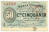 Cartamoneta.com 50 CENTESIMI Banca Toscana ANTICIPAZIONI E Sconto Azzurro 24/04/1870 BB/SPL 20269/IV