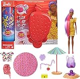 Barbie Color Reveal, Bambola Cambia Colore con Cucciolo e 25 Soprese a Tema Schiuma Party al Profumo di Fragola, Giocattolo per Bambini 3+Anni, GTN18