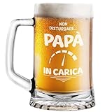 STAMPATEK Boccale per la Birra Regalo Festa del papà Idee Regalo, 520 ml H 15,3 cm Ø 9,3 cm - Pinta Bicchiere Birra Idea regalo compleanno Natale per gli amanti della birra - Papà in carica