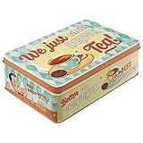 Nostalgic-Art Contenitori in latta retrò piatti, 2,5 l, Tea & Cookies – Idee regalo per amanti della nostalgia, scatola con coperchio, design vintage