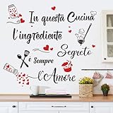 decalmile Adesivi Murali Frasi Cucina Italiano Adesivi da Parete Scritte Italiano Cucina Amore Citazioni Nero Camera da Letto Soggiorno Ufficio Decorazione Murale