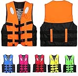 Giubbotto di Salvataggio per Adulti 25-110 kg, Giubbotto Salvagente Regolabile con Fischietto E Striscia Riflettente, Giubbotto da Bagno Unisex per Sport Acquatici Kayak Surf Orange M (40-60 kg)