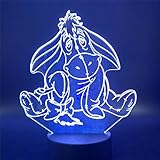 ZGSBT Lampada illusione 3D Luce notturna a LED Khapouchy Winnie Pooh Asino Decorazione del fumetto Lampada da letto Lampada regalo festivo per bambini Illuminazione carina