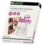 Leitz Pellicole per laminazione a caldo, A6, confezione da 100, lucide, trasparenti, spessore 125 mic, 33806