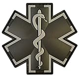 ACU Black EMS EMT Medic Paramedic Star of Life Morale Tactical PVC 3D Hook Patch