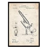 Brevetto Nacnic Poster con microscopia ottica. Foglio con il vecchio brevetto di disegno in formato A3 e vintage sfondo