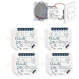 LoraTap Interruttore Tapparelle WiFi, 4pz Modulo Comando per Tapparelle Elettriche, Controllo Vocale con Alexa e Google Home, Controllo App Smart Life, Timer Switch per Persiane e Tende, 300W