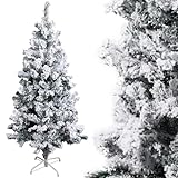 OZAVO Albero di Natale Artificiale Innevato 150 cm,280 Rami,PVC Ago di Pino Effetto Realistico,Decorazione di Natale,Base Metallica