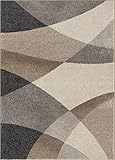 the carpet Pearl - Tappeto moderno a pelo corto, per soggiorno e camera da letto, motivo geometrico, a onde, 120 x 160 cm, colore beige