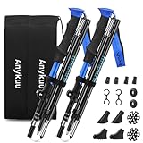 Anykuu Bastoni Trekking Bastone da Trekking 2 Pezzi Nordic Walking Bastoncini Pieghevoli 110-130cm Antiurto e Sistema di Blocco Rapido Ultraleggero per Zaini da Campeggio