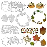 6 Set Fustelle Foglie Stencil Cutting Dies Autunnali Ringraziamento Halloween Foglia Zucca Pigne Scoiattolo per Scrapbooking Decorazione di Festa Autuno Halloween Fai da Te Creazione Goffratura