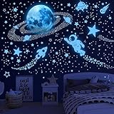 531PCS Stelle Fluorescenti Adesive Soffitto Adesivi Murali Bambini Stickers Murali Bambini Fluorescenti Pianeti Astronauta Stelline Luminose per Cameretta Decorazione per Soggiorno Cameretta Bambino