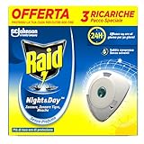 Raid Night & Day Ricarica, Antizanzare Elettrico, Repellente Zanzare Inodore a Sabbia Compressa, Confezione da 3 Ricariche