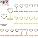 Plstod Cuore Segnaposto Tavolo, 20 Pezzi Segnaposto Matrimonio, Porta Foto con Mollette, Metallo Menu Clip Portacarte per Ristorante, Feste, Banchetti, Decorazione (Oro/Argento/Oro Rosa)