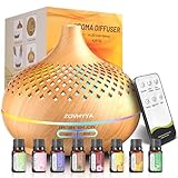 ZOVHYYA Diffusore di Oli Essenziali 500ml Diffusore di Aromi Umidificatore Ambiente 4 Timer e 14 Colori LED Oli Essenziali Aromaterapia Diffusori per Casa