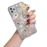 Palizufio Custodia per Samsung Galaxy S24 Ultra 5G, 3D glitterata trasparente, con perla e strass, a forma di zucca, con ciondolo a forma di bottiglia di profumo floreale, fatta a mano, regalo per