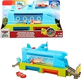 Mattel Disney Pixar Cars - Autolavaggio balena-sottomarino cambia colore playset con veicolo cambia colore, Giocattolo per Bambini 4+ Anni, HGV70