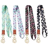 Vicloon Cordino Laccio da Collo, 4Pcs Neck Lanyard Strap con Clip, Cordino da Collo Porta Badge con Stampa Fronte Retro a Colori, ideale per Porta Badge, Chiavi, Telefono, Portachiavi