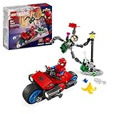 LEGO Marvel Inseguimento Sulla Moto: Spider-Man vs. Doc Ock, Motocicletta Giocattolo da Costruire per Bambini e Bambine da 6 Anni in su con Shooter e Spara Ragnatele, Idea Regalo di Compleanno 76275