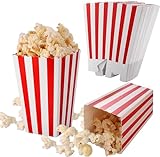 Zocipro 50Pcs Sacchetti Pop Corn Rosso e Bianco, al Caramello Piccoli, per Feste, Compleanni, Serate al Cinema, Dolcetti per Pigiama Party