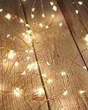 Litogo Luci LED Batteria, Catena Luminosa 5m 50 LED Fairy Light Filo Rame Ghirlanda Luminosa Lucine LED Decorative Waterproof per Camere da Letto Giardino Casa Feste Natale Matrimonio (Bianco Caldo)