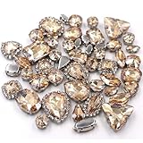 Brillabenny - 50 Castoni Cristalli Strass per Bigiotteria Incastonati da Cucire con Giro Crystal Cabochon, Decori Tessuti Abiti Vestiti applicabili su passamaneria