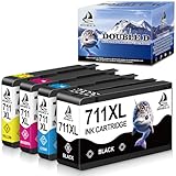 DOUBLE D 711XL Cartucce d inchiostro per HP 711 HP 711XL Compatibile con Stampanti HP DesignJet T120 24 T120 610 T520 24 T520 36 T520 610 T520 914 (1Nero 1Ciano 1Magenta 1Giallo)