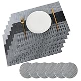 HASUDEI 6 Set Tovaglietta Americana e Sottobicchieri Impermeabili Resistenti Antiscivolo Lavabili Tappetini da Pranzo 45x30cm Rettangolari Set Tovagliette per Casa Tavolo Feste Matrimonio