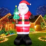 240 cm Babbo Natale Gonfiabile con Luce a LED, 8 Piedi con albero di Natale, Deco Natalizia IP44 di illuminazione resistente alle intemperie per Interni Esterni Giardino Prato Cortile