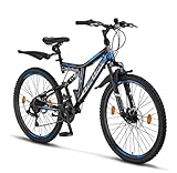 Chillaxx Bicicletta Falcon Premium Mountain Bike in 24 e 26 pollici – Bicicletta per ragazzi, ragazze, uomini e donne – Freno a disco – Cambio a 21 velocità – sospensione completa