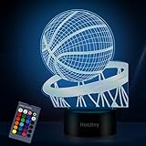 HooJtny Basket Bambino Lampada LED, Luce Notturna Bambini, 3D Lampada Pallacanestro, Gadget Basket, 16 Colori USB Ricaricabile, Regalo Ragazzo Cresima