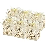 LEMESO 50 pz Scatole Regalo a Forma di Fiori Bomboniere Comunione Scatoline Portaconfetti Confezione Confetti Segnaposto Battesimo Nozze Sposi Matrimonio Dolci Caramelle Religiose