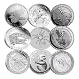 REZAJDUIE Elizabeth Coins 9 Pezzi Monete placcate in Argento Australia Coccodrillo + Kookaburra + Ragno + Koala Moneta Sfida Animale