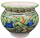 Sicilia Bedda - VASO IN CERAMICA SICILIANA - Decorazione Maioliche - Prodotto Artigianale di Alta Qualità - DIAMETRO 10 CENTIMETRI (Verde Arancio e Blu)