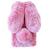 Tivenfezk Nadoli Bunny Custodia per Samsung Galaxy A70,Inverno Orecchio di Coniglio Faux Fur Cover Morbido Carina Soffice Peloso Indietro Astuccio Caso