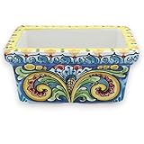 SICILIA BEDDA CAPACI Cassetta Vaso Rettangolare in Ceramica Caltagirone, Decoro Barocco Multicolore, in Cinque opzioni Dimensioni - (1pz) - 22 cm x 15 cm