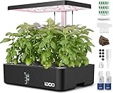 iDOO 12 baccelli Smart Garden, Giardino Intelligente con Timer Automatico LED Lampada da Coltivazione, Altezza Regolabile, Nero