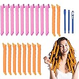 URAQT Bigodini per Styling Capelli, 20 PCS Bigodini Spirale Bigodini Flessibili per Capelli (55cm), con 1 Set di Ganci per Capelli