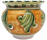 Sicilia Bedda - VASO IN CERAMICA SICILIANA - Decorazione Maioliche - Prodotto Artigianale di Alta Qualità (Verde e Arancio)