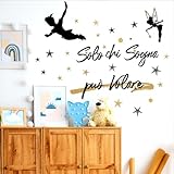 STICKER DESIGN Wall Stickers Frase Citazione Dedica Figli Amore Scritta adesiva da parete Solo chi sogna può volare Adesivi Murali Camera da Letto cameretta bambini e stelle adesivo da parete