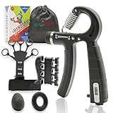 Adpsport Set Hand Grip 5-60kg - Grip Strength con Attrezzi Palestra Casa a Trazione e Comprenssione Avambraccio - Grip Trainer Allenamento - Mani Grip Training con Pallina Antistress