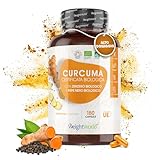 Curcuma e Piperina Plus Bio Vegano, Fino a 4320mg di Curcuma in Polvere + 180mg Zenzero Bio + 60mg Pepe Nero, Integratore Turmeric con Curcumina e Piperina, 180 Curcuma Capsule Senza Magnesio Stearato