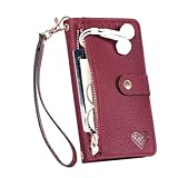 Tivenfezk Nadoli Cerniera Portafoglio Cover per Nothing Phone (2),Custodia Flip Cuore Case 7 Slot per Schede Portafoglio PU Pelle Wallet Magnetica Supporto Cassa Protettiva