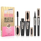 Joyeee Set da mascara eyeliner, mascara per ciglia in fibra di seta 4D e eyeliner liquido, ciglia voluminose più spesse, kit per il trucco degli occhi a prova di sbavature a lunga durata(05)