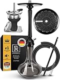 Set Narghile Completa Kit Black Shisha Protos Con Connettore E Adattatore, Con Tubo In Acciaio Inox E Diffusore, Professinale, Piccola 75cm