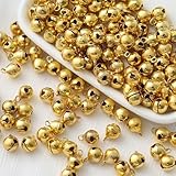 100 Pezzi Campanelle Natalizie, Campanellini Sonagli Piccoli, Campane per Animali Domestici, 12mm Mini Campanello, Accessori Art Craft per Fai Da Te Decora Natalizie e Festa (Oro)