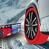 Calze da Neve Omologate Italia, Montaggio Facile in 2 Minuti, 6 Misure Disponibili (Rosso,L)