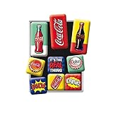 Nostalgic-Art Set di Magneti vintage, Coca Cola – Pop Art – Idea regalo per amanti della Coke, Decorazione del frigorifero, Design nostalgico, 9 pezzi