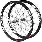 NBTRXWAFR Ruote per Bici da Strada 700C 40Mm Cerchio V Freno Copertoncino Set di Ruote A Sgancio Rapido Straight Pull Carbon Hub Fit 8 9 10 11 velocità Cassetta,Argento